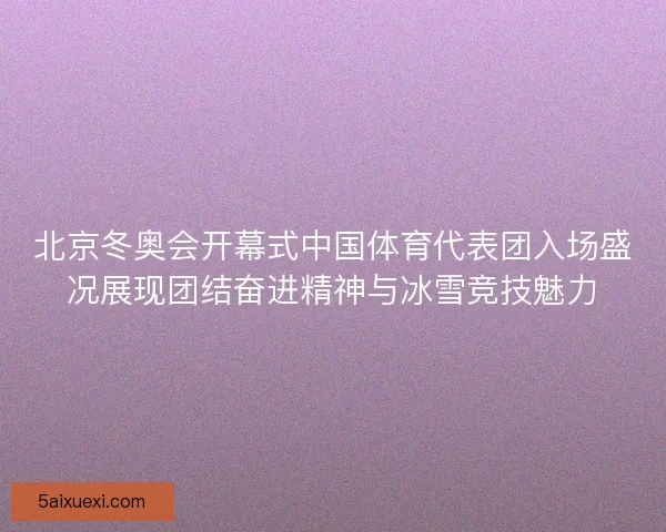 北京冬奥会开幕式中国体育代表团入场盛况展现团结奋进精神与冰雪竞技魅力