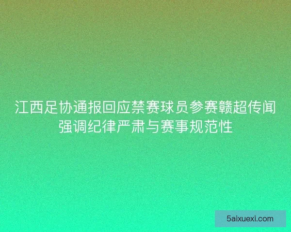 江西足协通报回应禁赛球员参赛赣超传闻强调纪律严肃与赛事规范性
