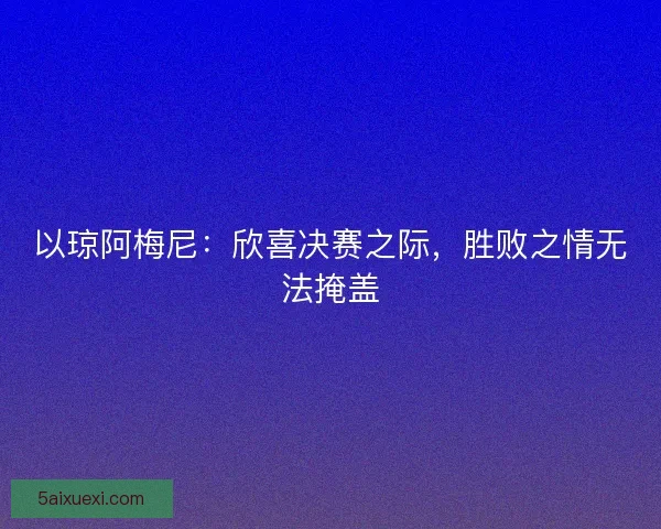 以琼阿梅尼：欣喜决赛之际，胜败之情无法掩盖