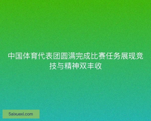中国体育代表团圆满完成比赛任务展现竞技与精神双丰收